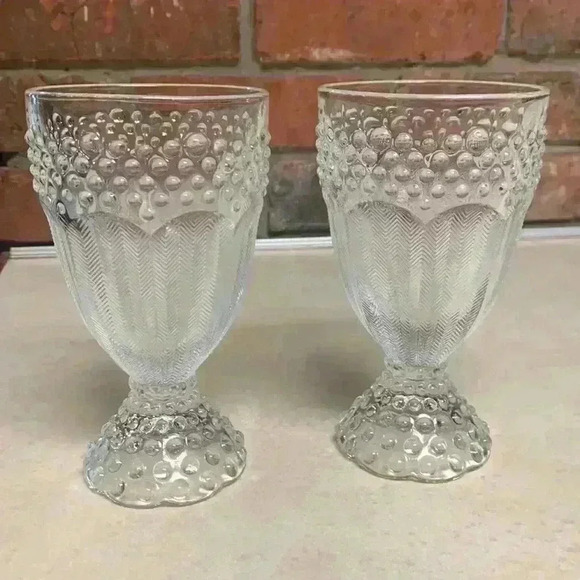 Vintage Crystal Gorham Water Goblet..Hobnail Feather Pattern - Picture 1 of 9